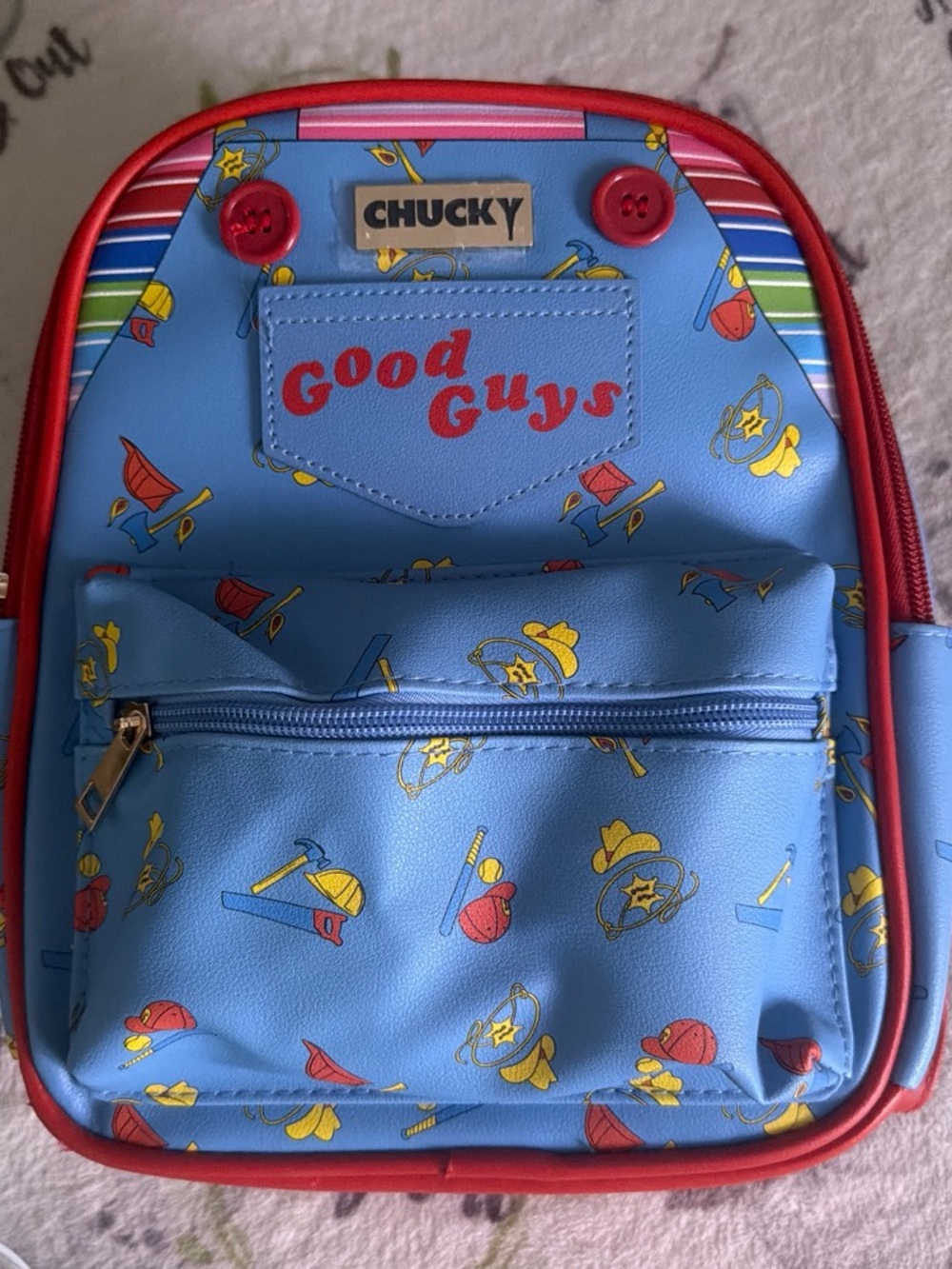 Chucky 'Good Guys' Blue Kids Backpack with Red Trim